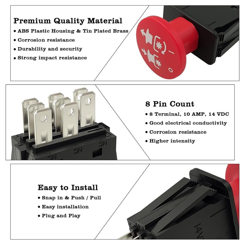 FBLOWMOD 6201316MA Mower Clutch PTO Switch, 8 Terminals, Upgrade Blade Clutch Switch Fit for Murray Craftsman Scag AYP Ferris Simplicity - Image 5